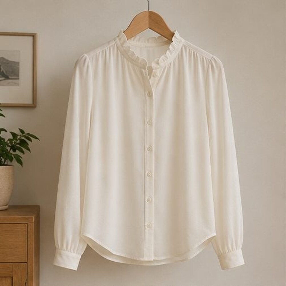 Ivory Ruffle Collar Blouse